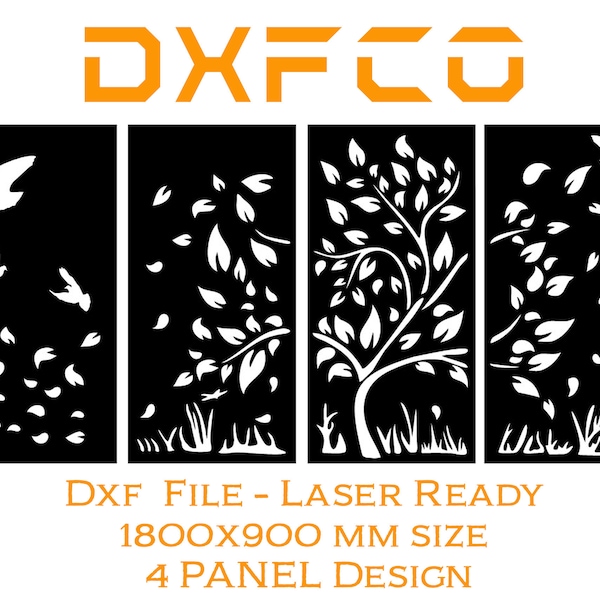 Decorative Tree Panel design screen - DXF file for Laser Cutting Waterjet cutting Ready to cut vector