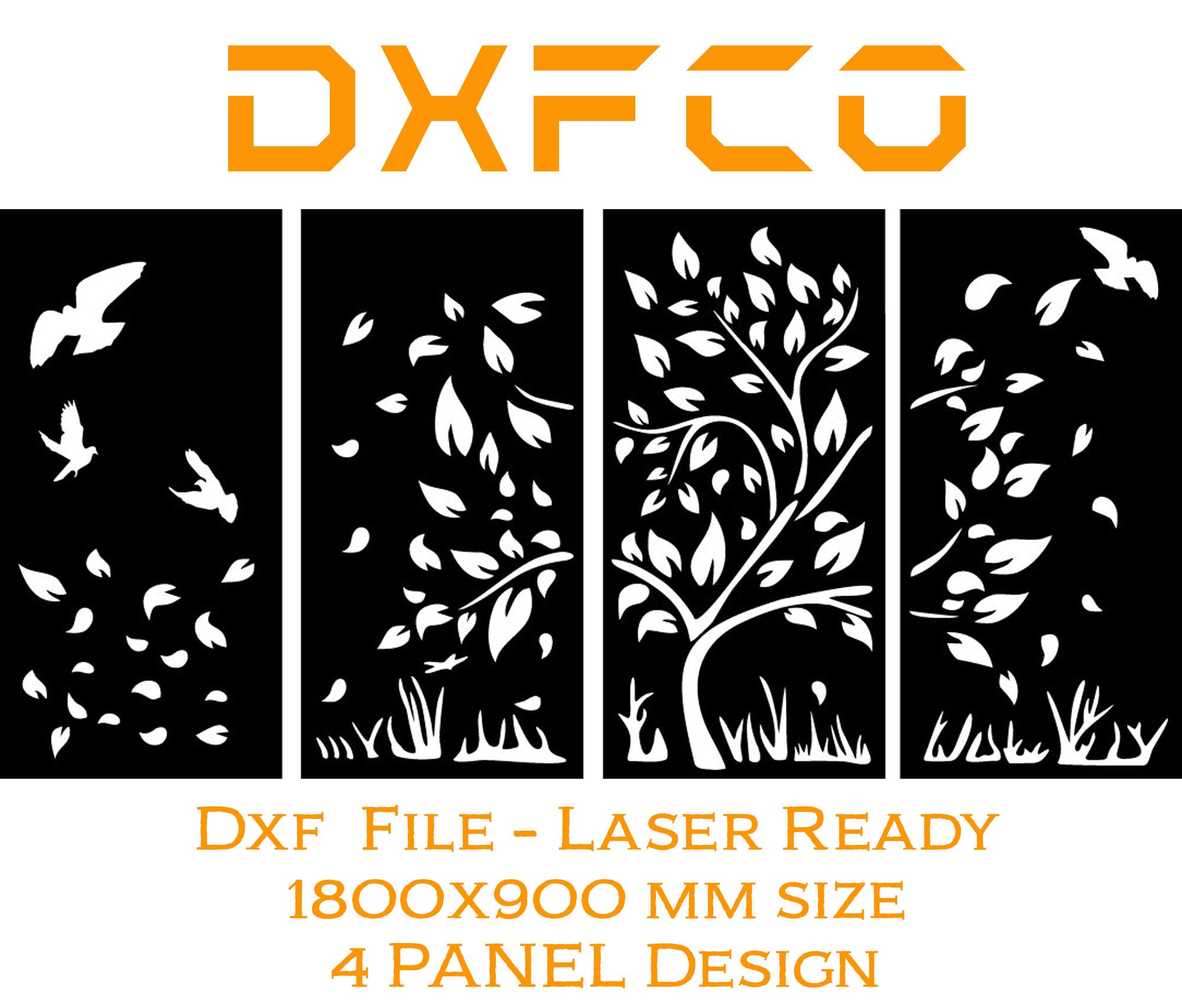 Decorative Tree Panel design screen - DXF file for Laser Cutting Waterjet cutting Ready to cut vector