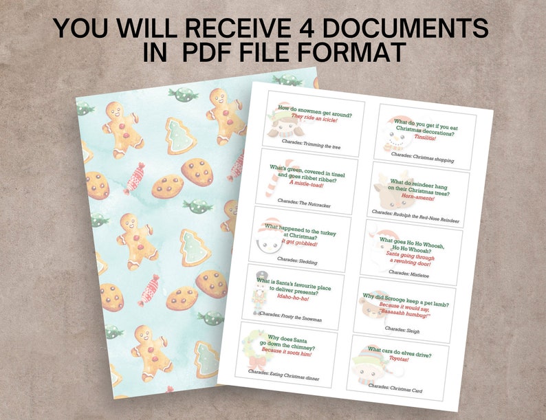 Jokes for Crackers Christmas Cracker Mottos and Charades Corny Joke and Games Instant Download ...