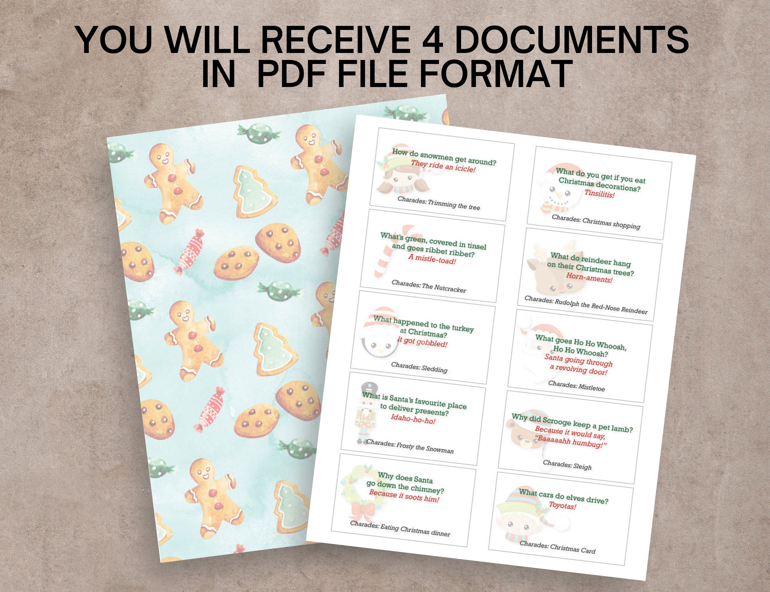 Jokes for Crackers Christmas Cracker Mottos and Charades Corny Joke and Games Instant Download ...