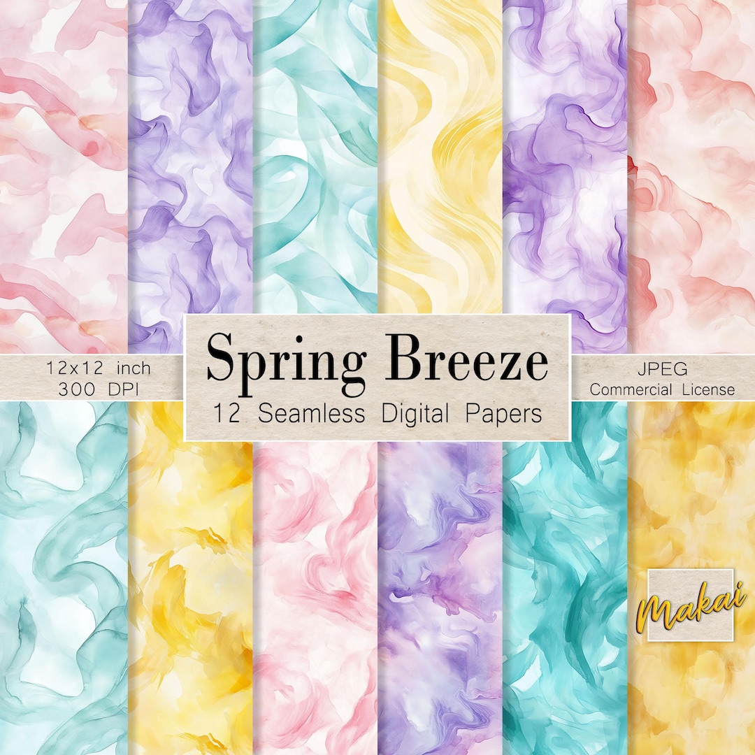 Spring Seamless Digital Paper, Soft Pastel Seamless Pattern, Airy ...