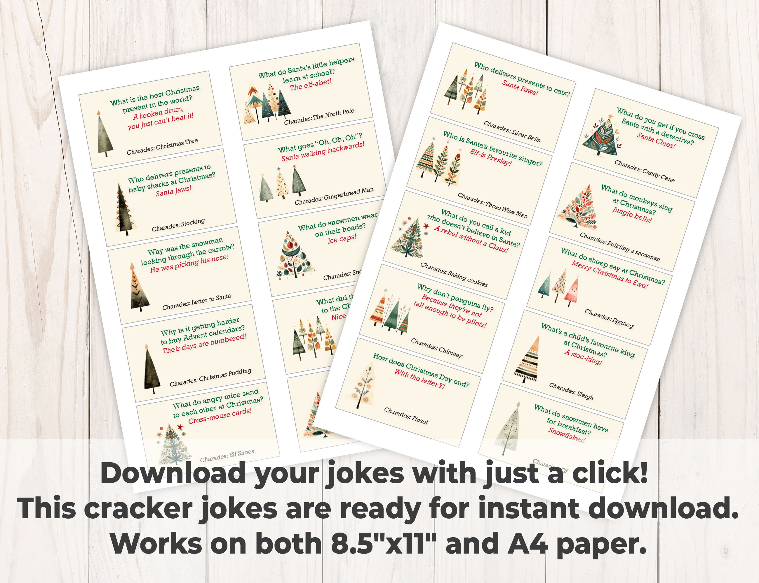 Jokes for DIY Christmas Crackers, Gnomes Christmas Cracker Mottos &amp; Charades, Instant Download ...