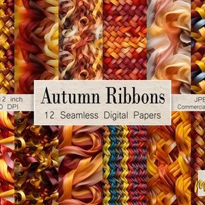 Autumn Ribbons Fotografische nahtlose Muster, 12 nahtlose digitale Muster, verwenden für Stoffdruck, Karten, Sublimation, kommerzielle Lizenz