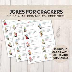 Blagues pour biscuits salés de Noël à faire soi-même, slogans et charades de biscuits salés de Noël gnomes, téléchargement immédiat, PDF imprimable, blagues pour biscuits salés réutilisables