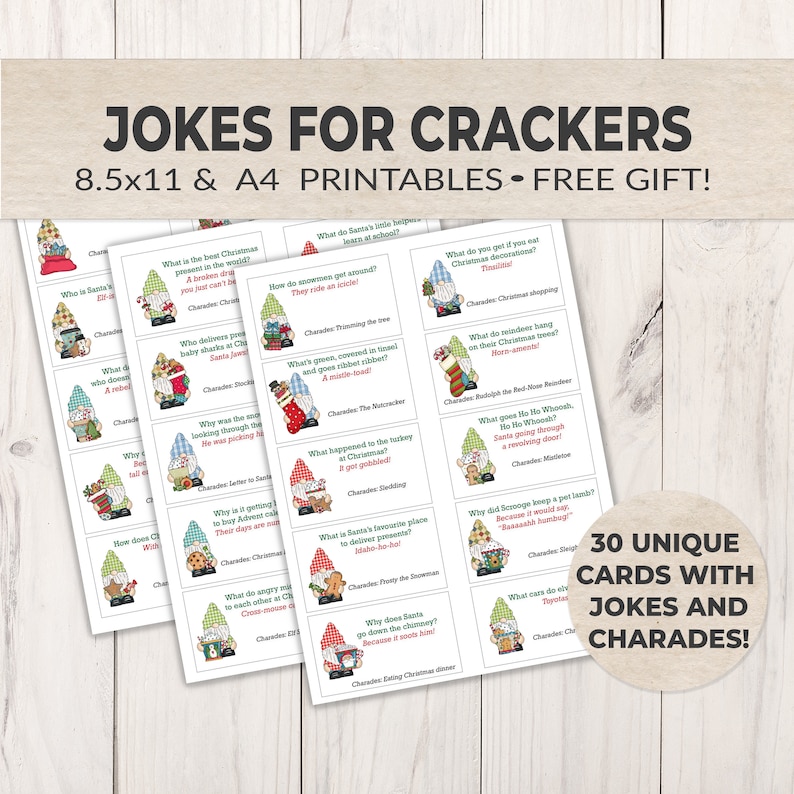 Jokes for DIY Christmas Crackers, Gnomes Christmas Cracker Mottos ...