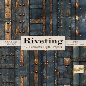12 Distressed Metal Digital Paper, Industrial Rust Texture, Steampunk Background, For Fabric Printing, Scrapbooks, Sublimation, Commercial