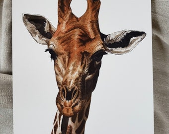 Giraffe Watercolor Giclée Print: Nature-Inspired Wall Art