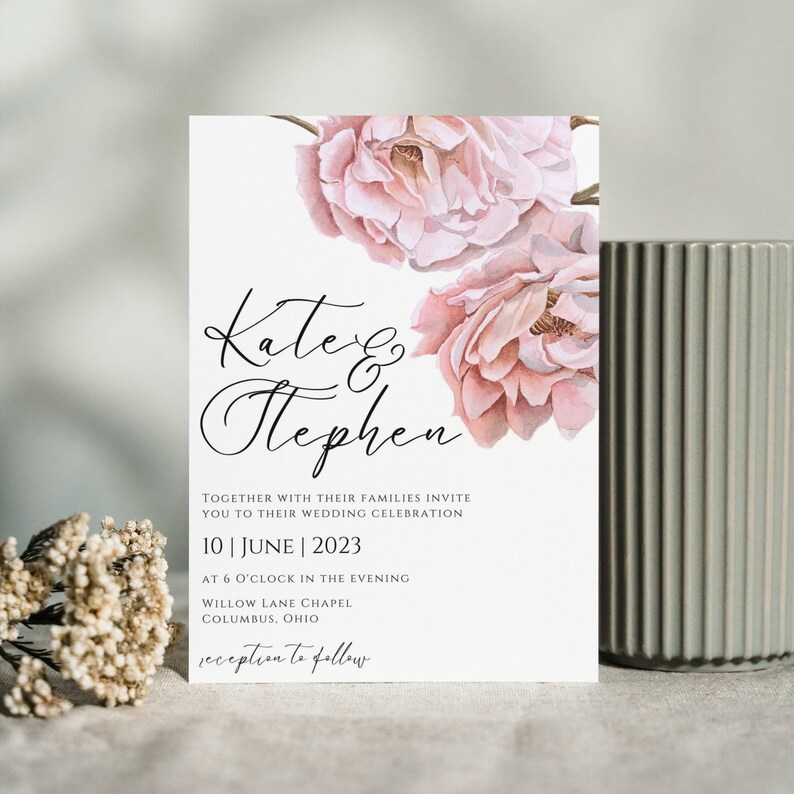Printable Wedding Invitation Watercolor Editable Invitation - Etsy