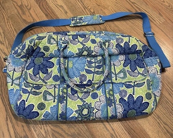 VERA BRADLEY Iconic GRAND Weekender Travel Bag Daisy Doodle Green Blue Y2K