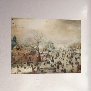 Winter Landscape with Skaters Giclée Fine Art Print | Vintage Wall Art | Winter Art | Holiday Print