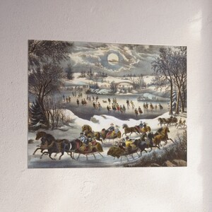 Central Park in Winter Giclée Fine Art Print | Vintage Wall Art | Winter Art | Holiday Print