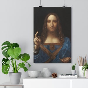 Salvator Mundi Leonardo da Vinci Giclée Impresión de Bellas Artes / Arte de pared vintage / Arte religioso