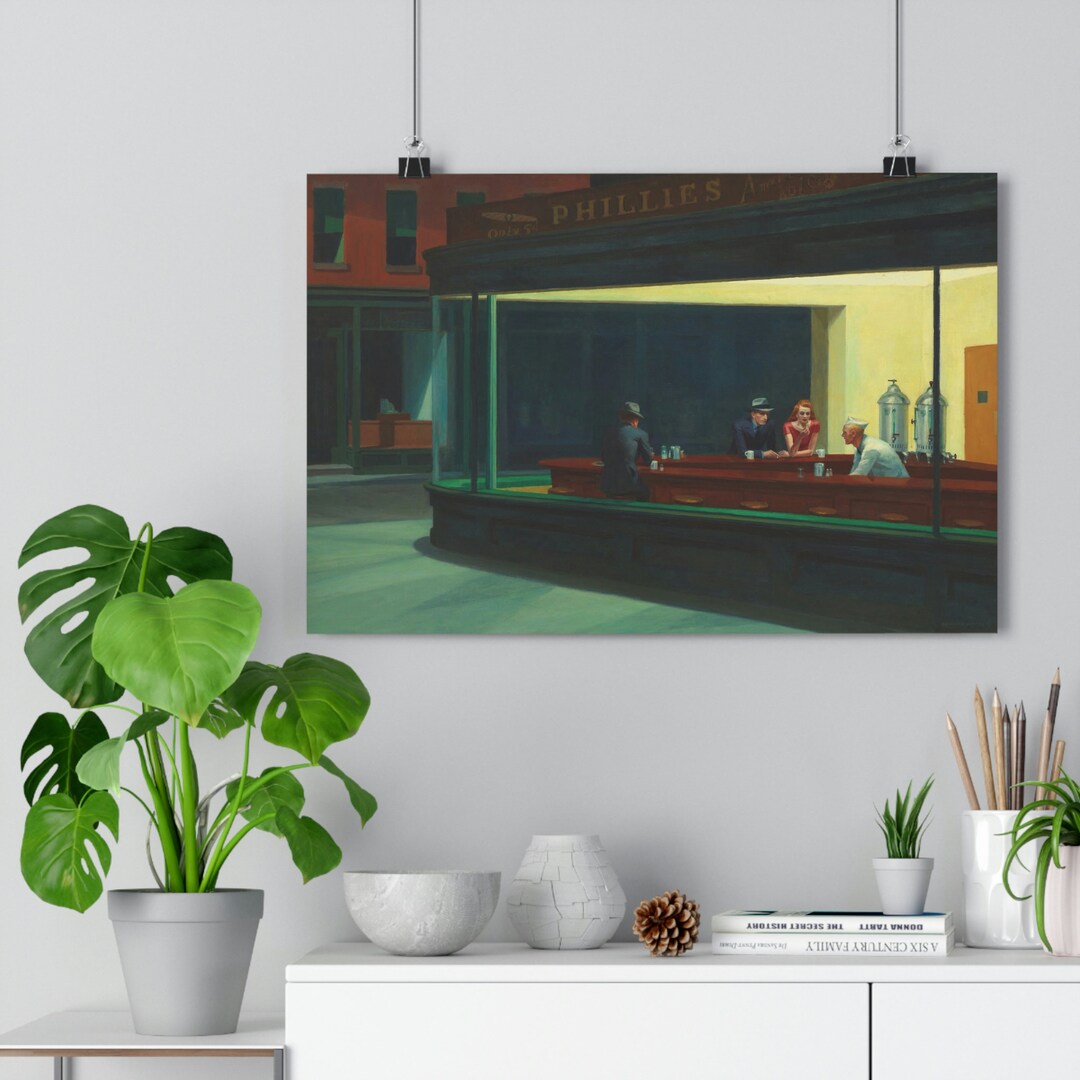 Tableau Toile Nighthawks Edward Hopper - Reproduction Sur Châssis, Prêt à Accrocher