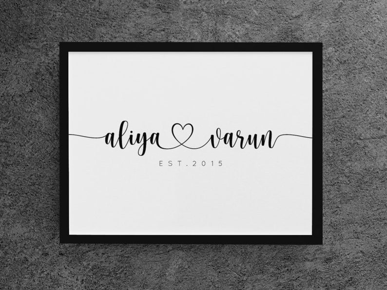 Printable Custom Couple Name Art Custom Wall Art Wedding Etsy