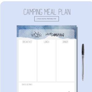 Camping Meal Plan - minimalist, Camping Meals; Camping; Meal Plan; Grocery List; Travel; Healthy; Meal Templates; Glamping; Food