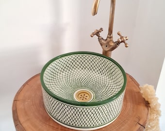 Green Fish Scales Bathroom Sink - Custom Made Bathroom Ceramic Sink - Countertop Bathroom Basin