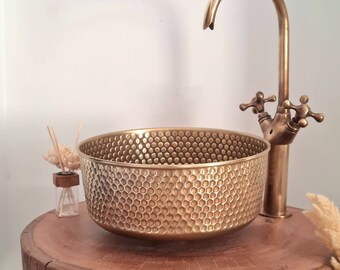 Handmade Hammered Brass Sink: Mid-Century Modern Bathroom Basin