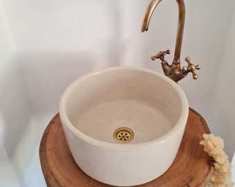 Mid Century Modern Natural Beige Bathroom Sink