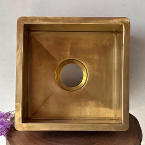 Handmade Hammered Brass Kitchen Sink: Customizable Square Design
