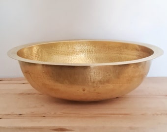 Custom Made Oval Bathroom Sink - Brass Modern Oval Bathroom Sink - DropIn Undermount Unlacquered Brass Bathroom Sink