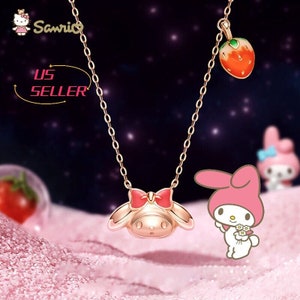 Sanrio Kawaii My Melody Strawberry S925 silver Necklace  Women's Girl's Necklace Gift