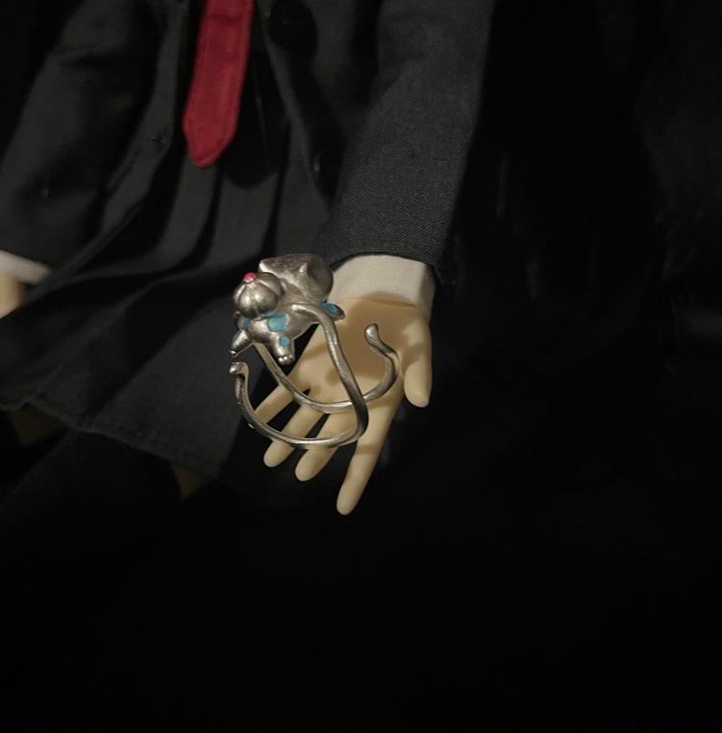 Pokemon S999 Silver Jewelry Bulbasaur Ring Handpainted Exquisite Non