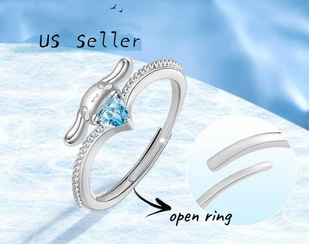 Japan Sanrio Cinnamoroll S925 Sterling Silver Diamond Ring Adjustable