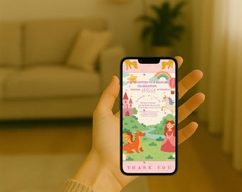 Editable Girl Birthday Invitation | Virtual Birthday Party Invite | Pink Princess Digital Invite | Instant Download Canva Template