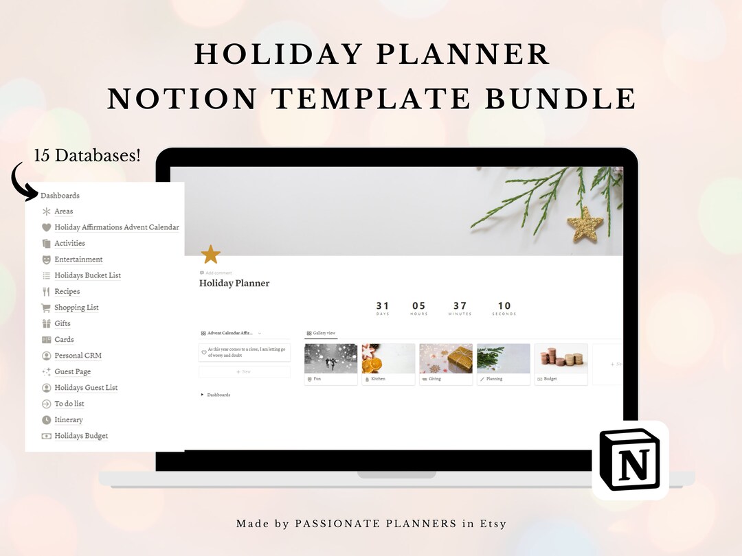 Holiday Planner Notion Template Bundle Notion Dashboard Etsy