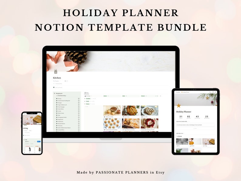 Holiday Planner Notion Template Bundle Notion Dashboard Etsy