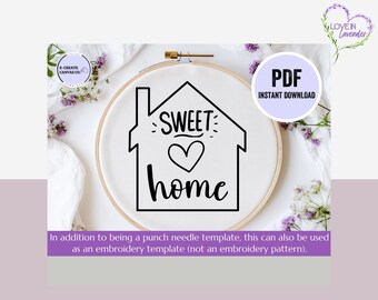 Patrón de aguja perforadora para pared Sweet Home, descarga en PDF: diseño de aguja perforadora para bordar, manualidades con aguja perforadora para principiantes