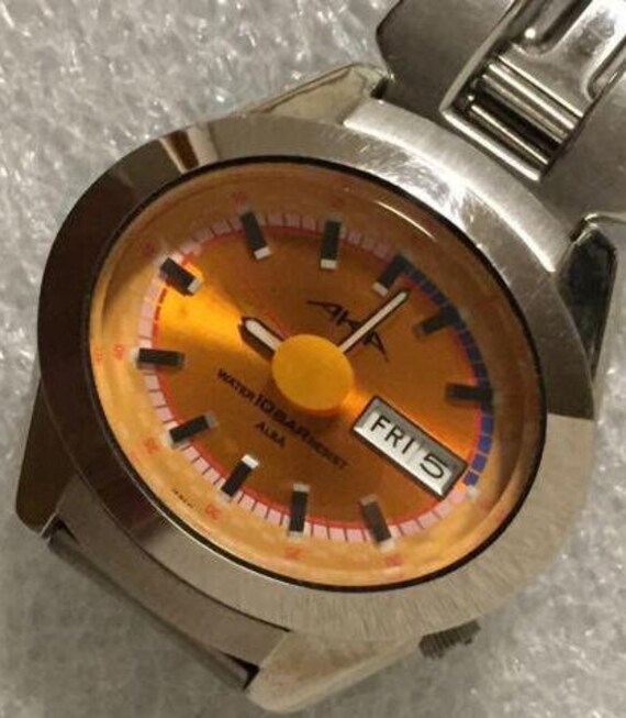 Vintage JDM Seiko AKA Alba V743-5A10 Quartz Orange Dial - Etsy