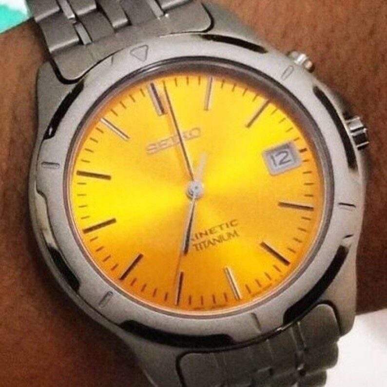 Vintage JDM Seiko Titanium Gold Dial Man's Watch Etsy Australia