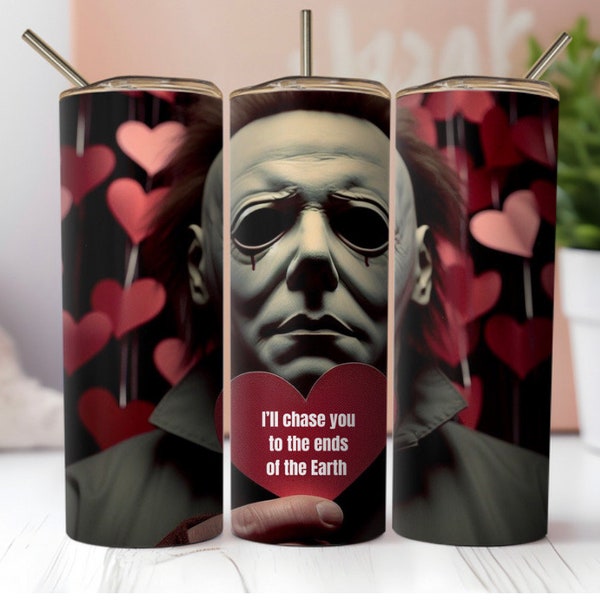 Michael Myers Spooky Valentines Day Tumbler, Stainless Steel Tumbler, Cupid, Mama Cup, Sale, Coffee, Valentine Gift, Anniversary Gift