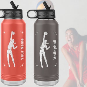 Custom Volleyball Water Bottle for Girl/Woman. Personalized gift for female volleyball player or coach.
