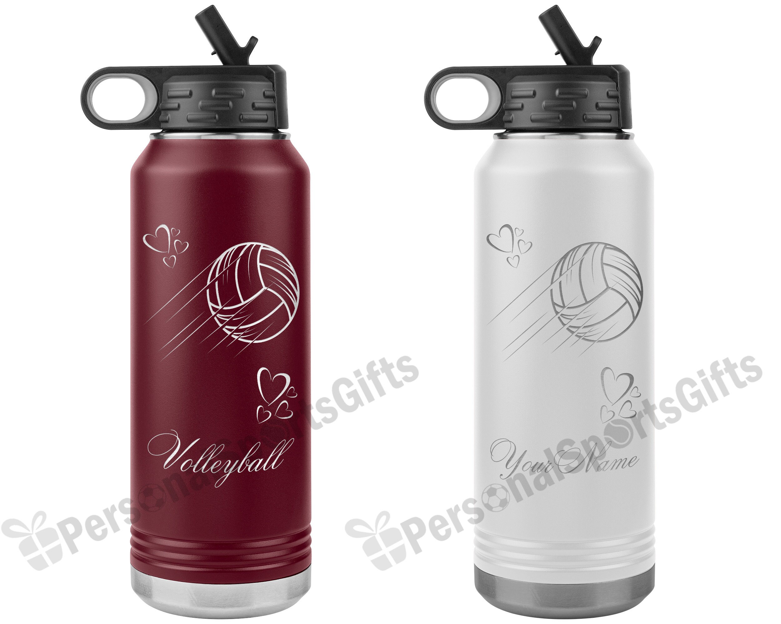 Volleyball-Trainer Wasserflasche 900 Ml – Isoliert, Edelstahl, Mit Strohhalm, Personalisierbar