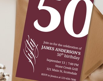 50th Birthday Invitation for Men 50th Birthday Invite 50th Birthday for Him 50th Birthday Invitation 50th Birthday Invitation for Him 0007
