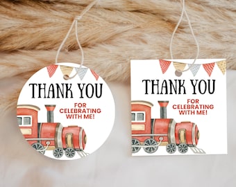 Train Party Favor Tag Chugga Chugga Two Two Party Birthday Party Favor Tag All Aboard Hanging Tag Thank You Tag Circle Tag Square Tag 0006