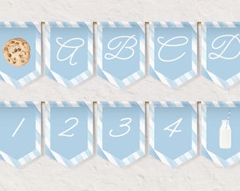 Tough Cookie and Milk Theme Birthday Banner for Boys Party Decorations Custom Message Sweet Printable Flags DIY Decor Bunting 0005