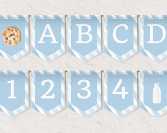 Tough Cookie and Milk Theme Birthday Banner for Boys Party Decorations Custom Message Sweet Printable Flags DIY Decor Bunting 0005