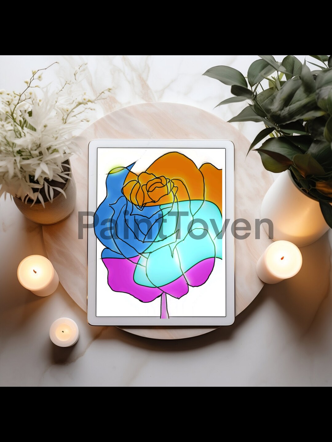 Rainbow Rose Digital Download Png File Flower Art Wallpaper Etsy