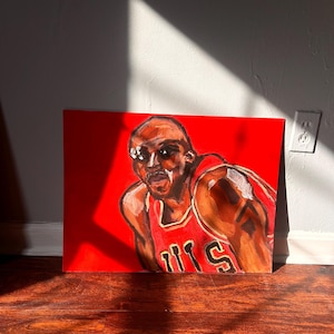 Michael Jordan inspired Chicago bulls nba basketball original 18x24 canvas panel acrylic painting