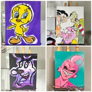 90s baby 16x20 cartoon acrylic hand painted canvas set