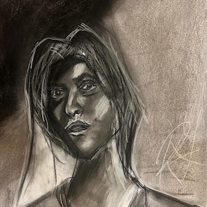 18x24 fine art pastel portrait woman original drawing