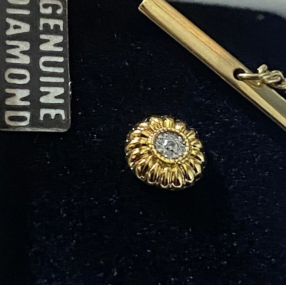 Mens Vintage Swank Gold & Genuine Diamond Tie Tack - image 3