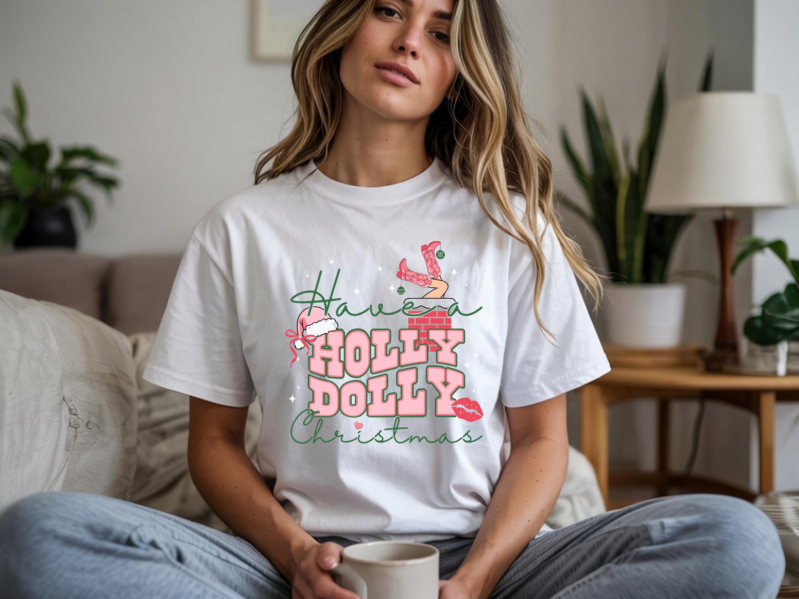 T-shirt De Noël Holly Dolly - Coton épais - Unisexe Adulte - Neuf Avec étiquettes