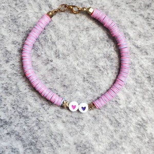 Heart Heishi Bead Bracelet | Easter Basket Gift | Stackable Bracelets | Womens Bracelet | Kids Bracelet | First Period Gift