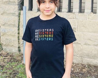 Hand embroidered t-shirt kids, democracy shirt, Resisters, resistance, clothing human rights shirt girls unique kids apparel, Afghan refugee