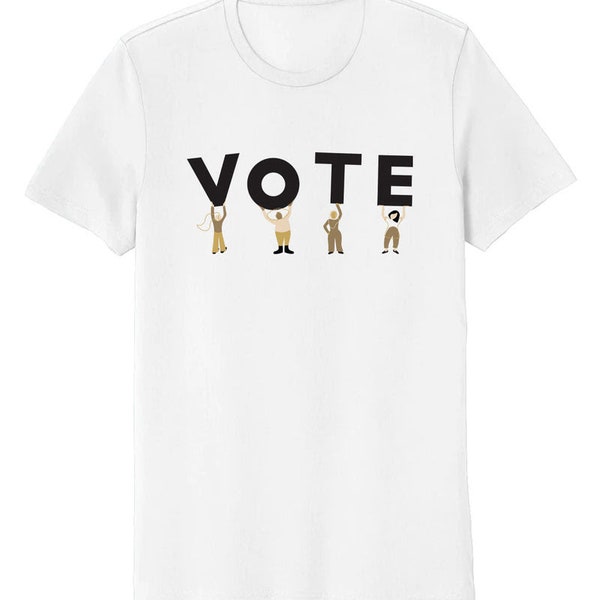 Vote short sleeve shirt, 2024 election, voting t-shirt, vote graphic tee, hand embroidered, women's empowerment