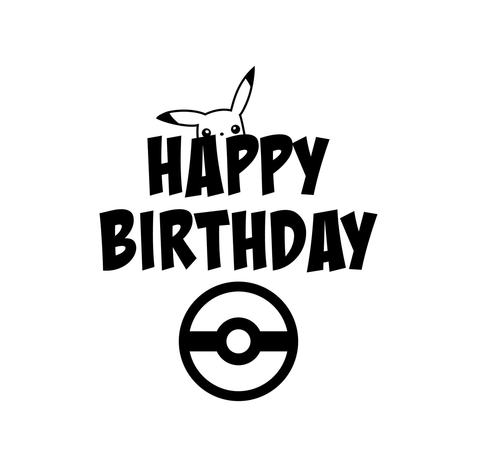Pikachu Happy Birthday SVG Sticker Poster T-shirt With Pokeball - Etsy